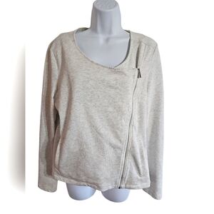 Calvin Klein Medium Women's Grey Speckled Asymmetrical Zip Office Light Jacket